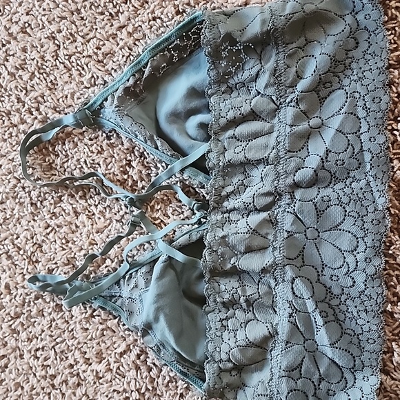 Aerie American Eagle Candy Padded Lace Bralette Large Royal Palm Strappy - Picture 4 of 13